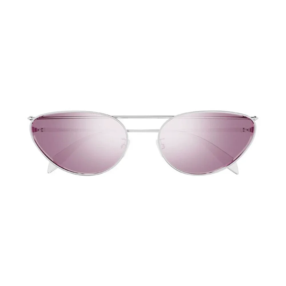 NEW AM0424S 003 ALEXANDER MCQUEEN SUNGLASSES SILVER OVAL WOMEN EYEWEAR